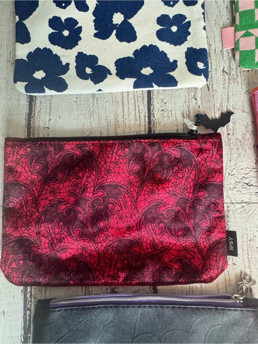 Ipsy Set of 6 Colorful Zip Pouches - Floral, Geometric, Marble & Solid Designs